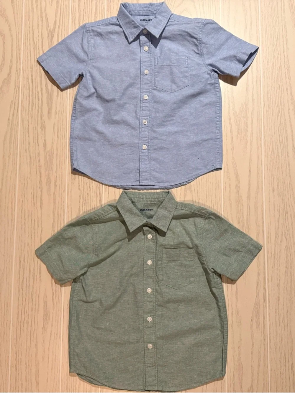 Old Navy Boys XS 5 Button Up Shirts Lot Blue‎ Green Short Sleeve Collared Casual